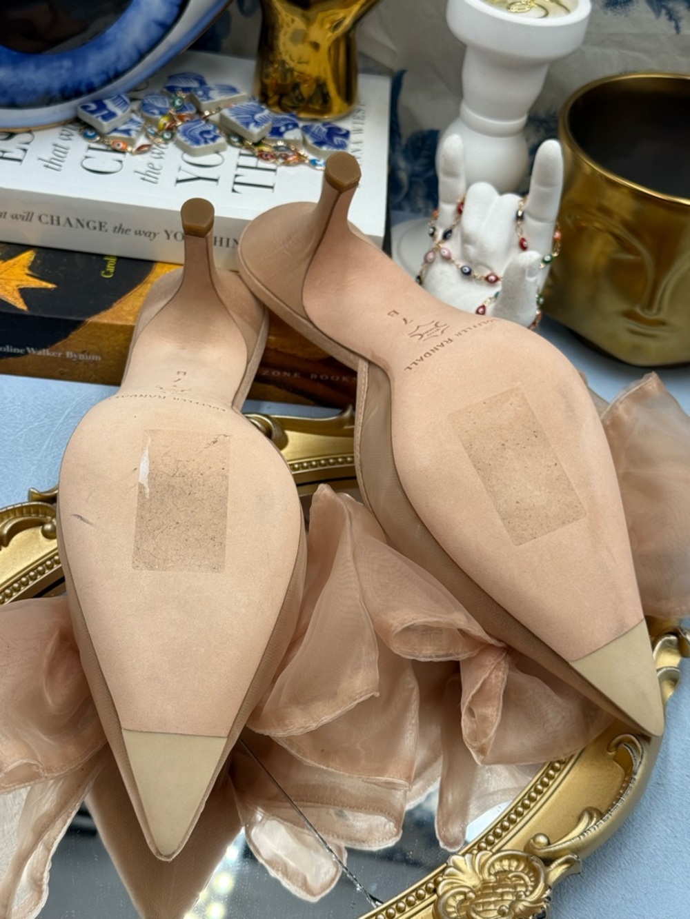 🆕 LOEFFLER RANDALL 🧿 NWOB Margot Bow Mule, Nude Organza Mesh - Sz 7 - Picture 14 of 15